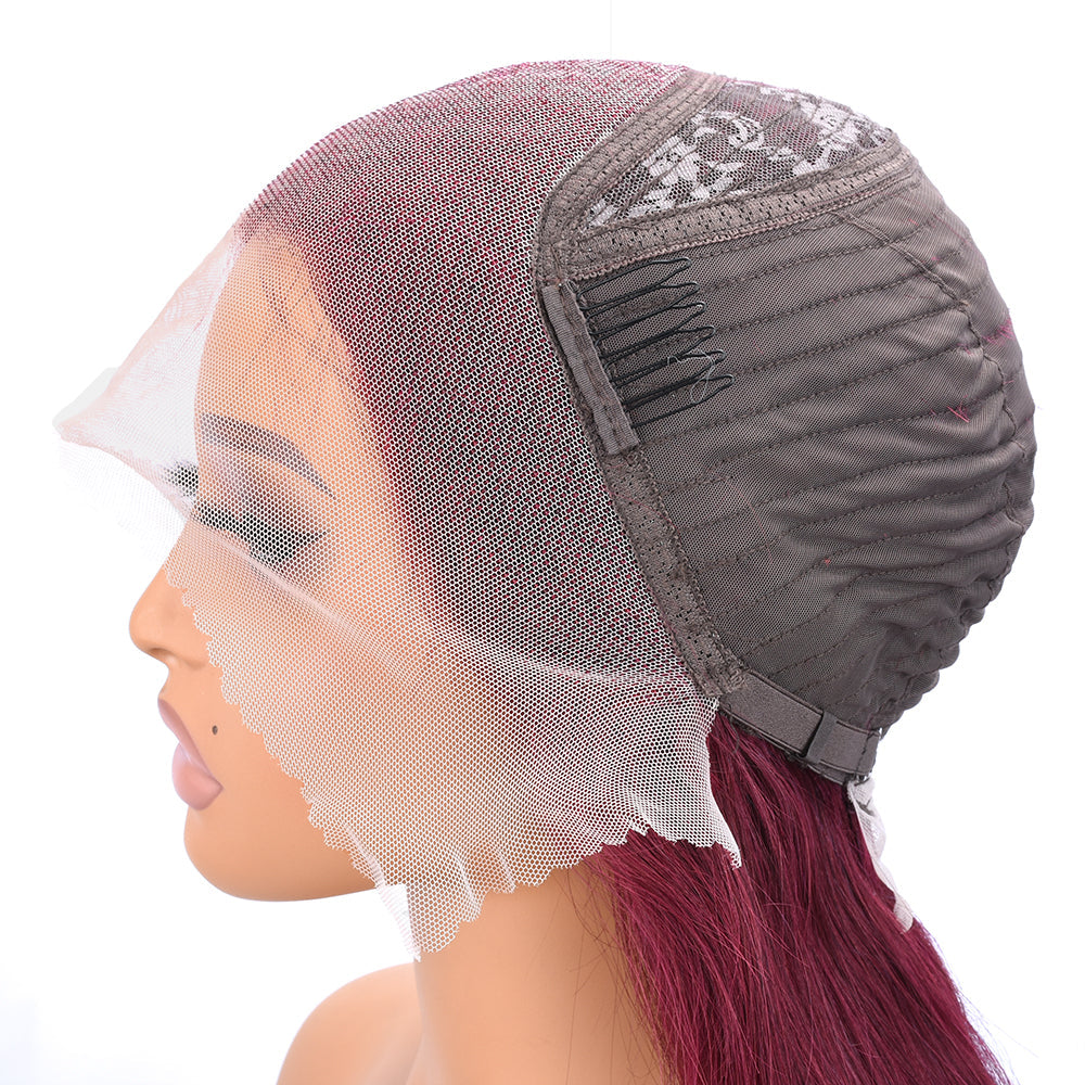 【Garney】: BEAUDIVA Burgundy Color Straight 13X4 Lace Front Wig Human Hair Wigs Plucked Baby Hair