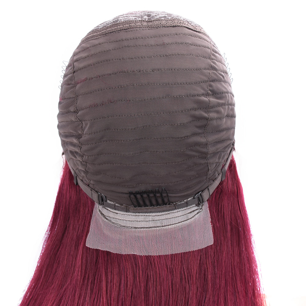 【Garney】: BEAUDIVA Burgundy Color Straight 13X4 Lace Front Wig Human Hair Wigs Plucked Baby Hair