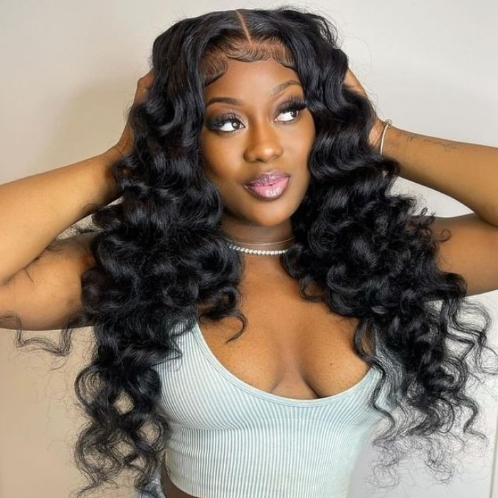 【【Demi】】Egg Curly 4X4 Lace Closure Wig Human Hair Wigs Transparent Lace Wig