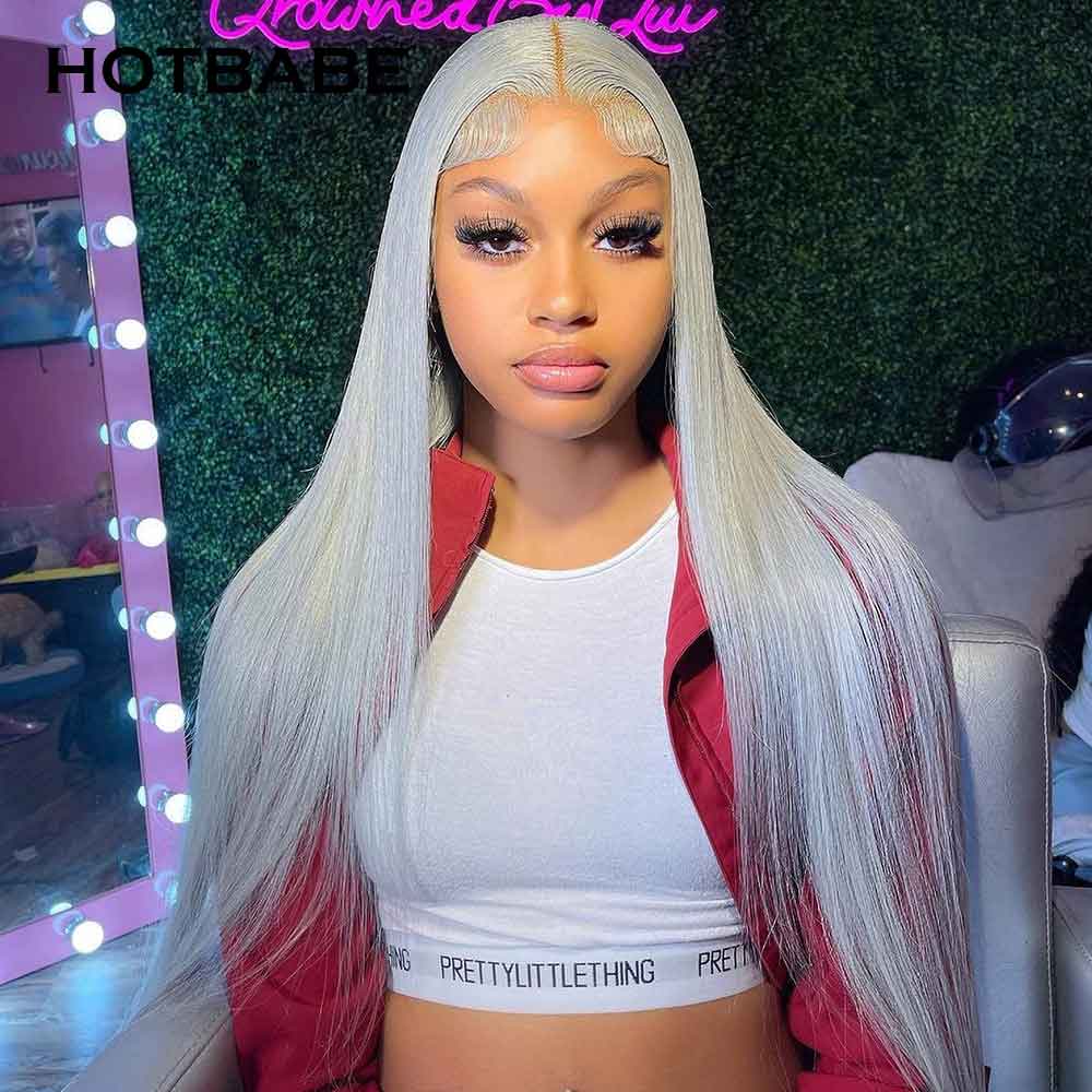 Beaudiva Silver Grey Straight Lace Frontal Wig Human Hair Wig
