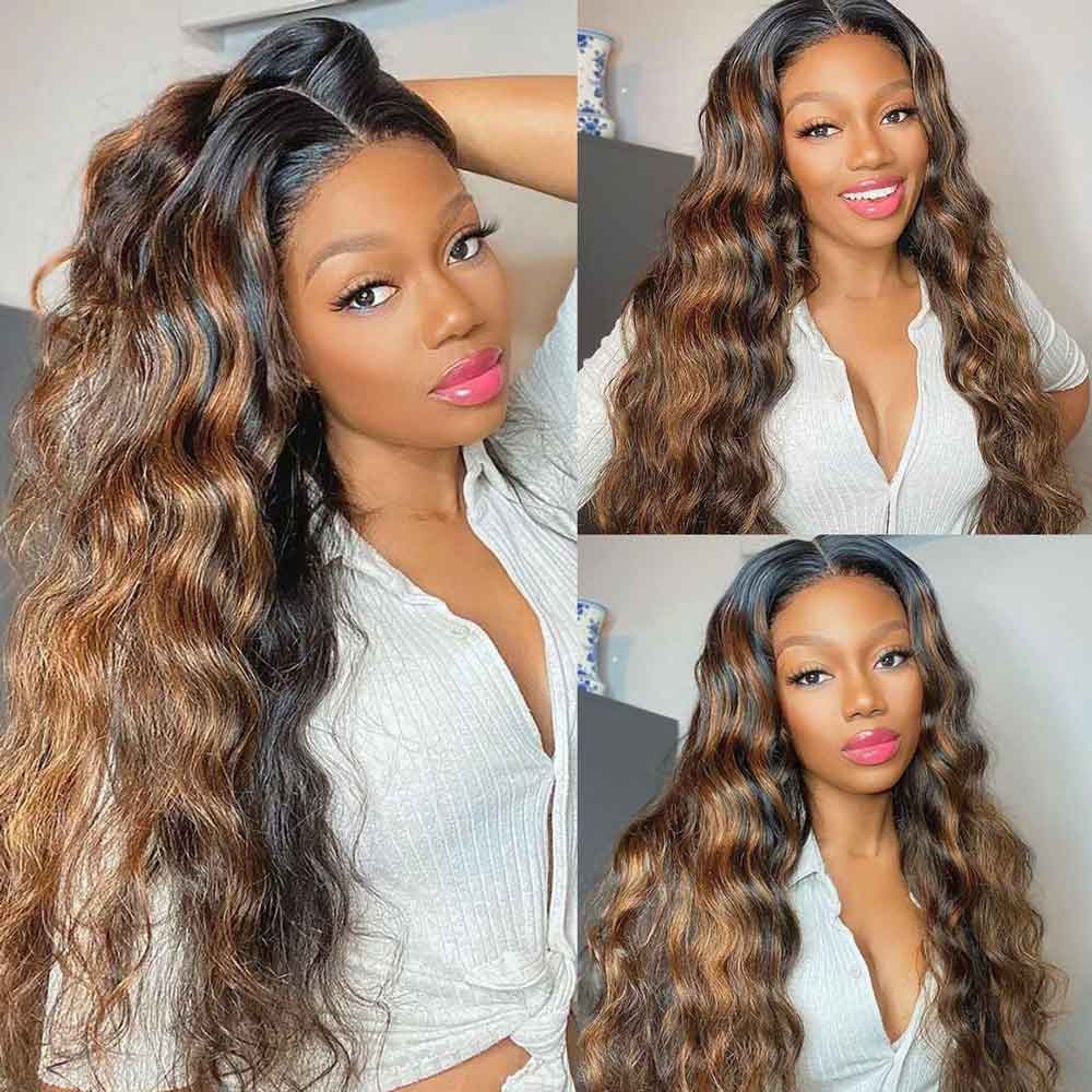 【Daisy】TK11 : Beaudiva Highlight Body Wave 5X5 Lace Closure Wig