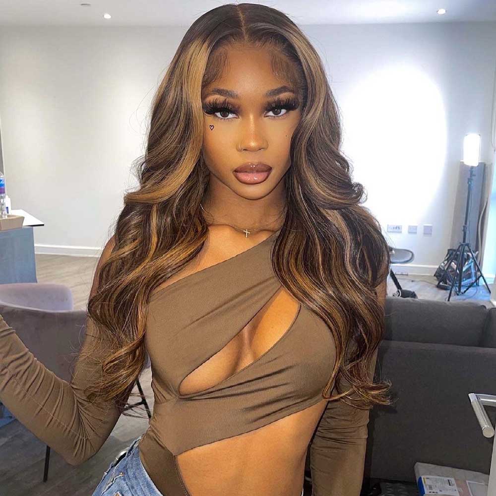 【Daisy】TK11 : Beaudiva Highlight Body Wave 5X5 Lace Closure Wig