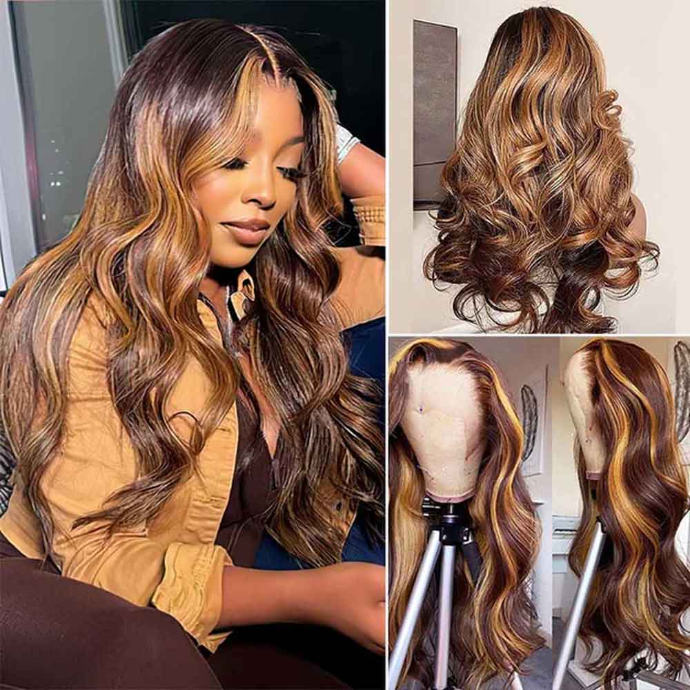 【Daisy】TK11 : Beaudiva Highlight Body Wave 5X5 Lace Closure Wig