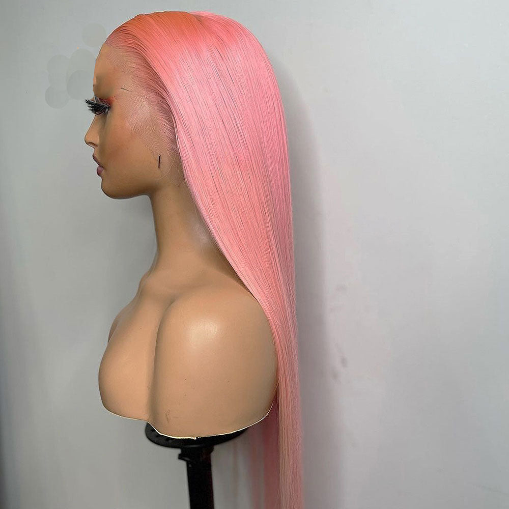 Beaudiva Pink Straight Lace Frontal Wig Human Hair Wig