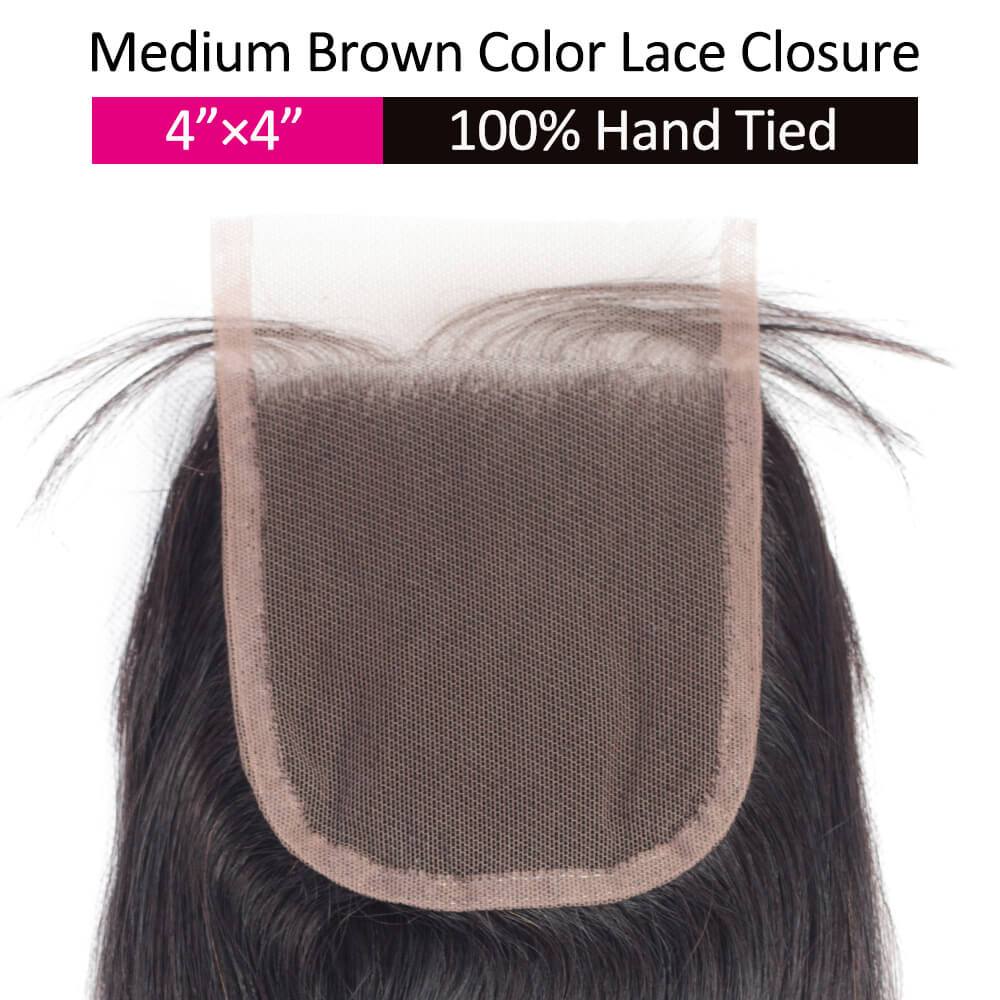 Beaudiva 10A Straight Human Hair 3 Bundles With 4x4 Closure 100% Virgin Remy Human Hair