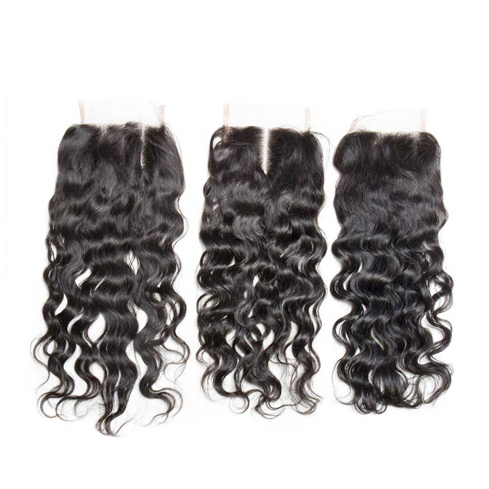 Beaudiva 10A Water Wave Hair Bundles Human Hair Bundles With Lace Closure Human Hair Weaves