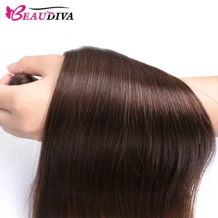 Beaudiva Silky Straight Light Brown 3 Bundles Human Hair Weaves