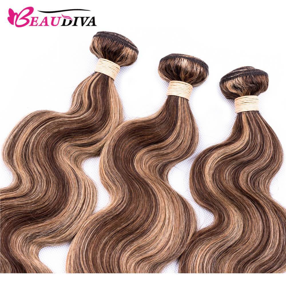 Beaudiva Body Wave Fashionable Highlight Hair Virgin Human Hair Weaves 3 Bundles Deal