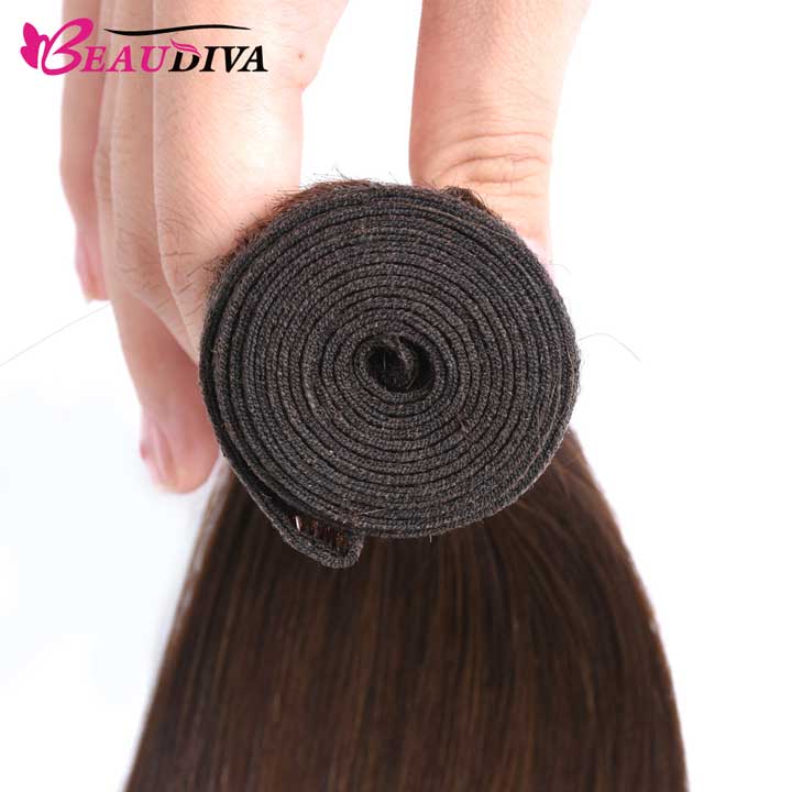 Beaudiva Silky Straight Light Brown 3 Bundles Human Hair Weaves