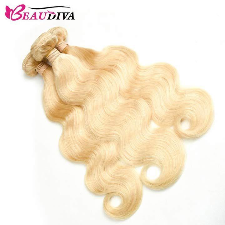 Beaudiva Hair 613 Blonde Body Wave 3 Bundles With Lace Closure Virgin Remy Human Hair