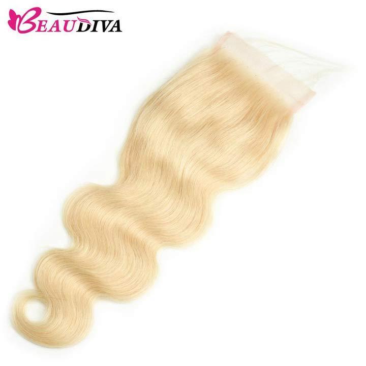Beaudiva Hair 613 Blonde Body Wave 3 Bundles With Lace Closure Virgin Remy Human Hair