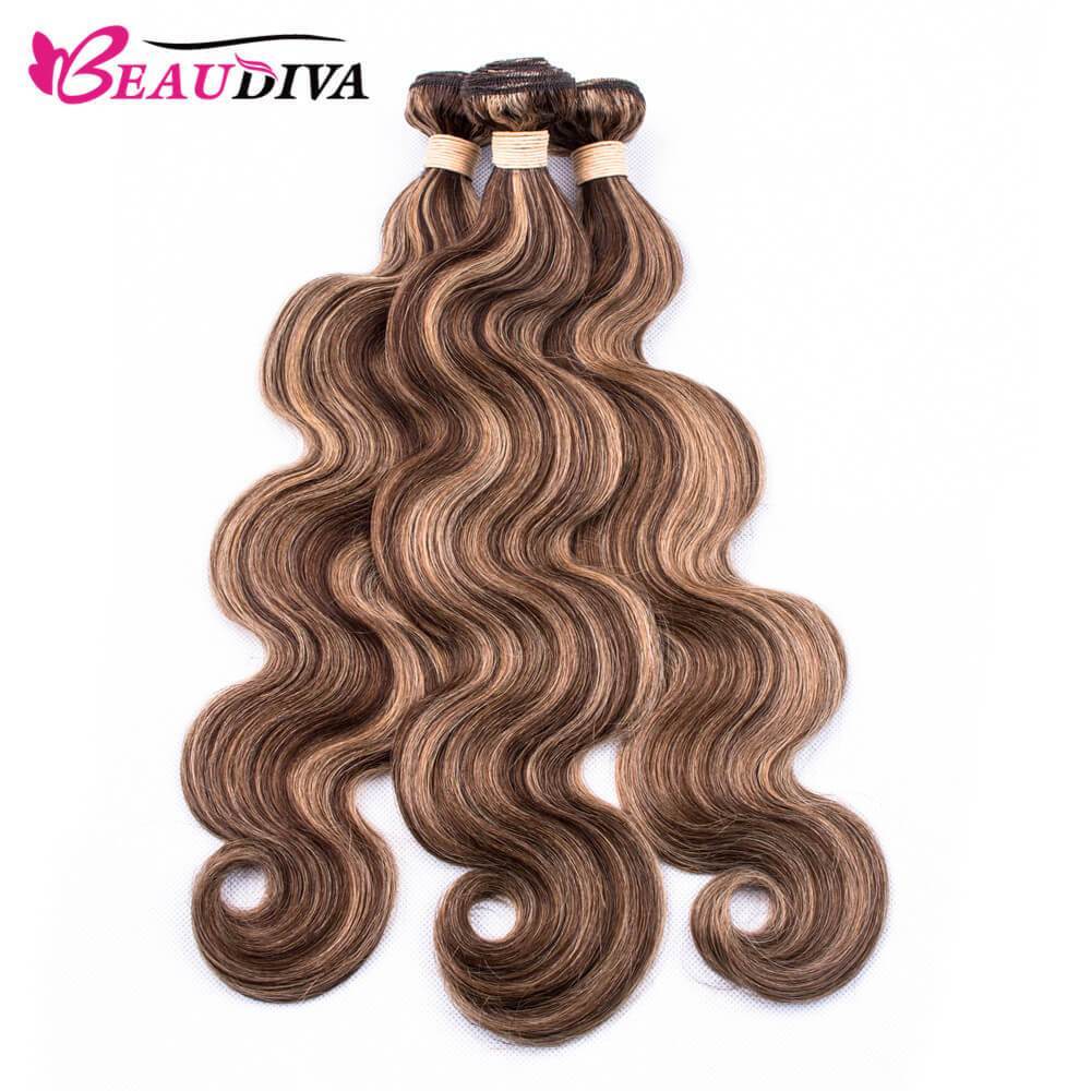 Beaudiva Body Wave Fashionable Highlight Hair Virgin Human Hair Weaves 3 Bundles Deal