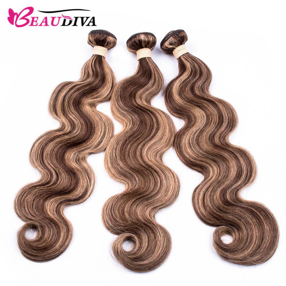 Beaudiva Body Wave Fashionable Highlight Hair Virgin Human Hair Weaves 3 Bundles Deal