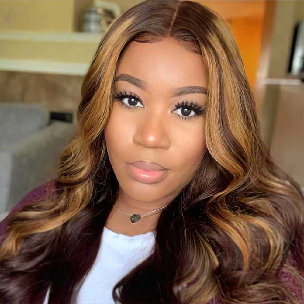 【Daisy】TK11 : Beaudiva Highlight Body Wave 5X5 Lace Closure Wig