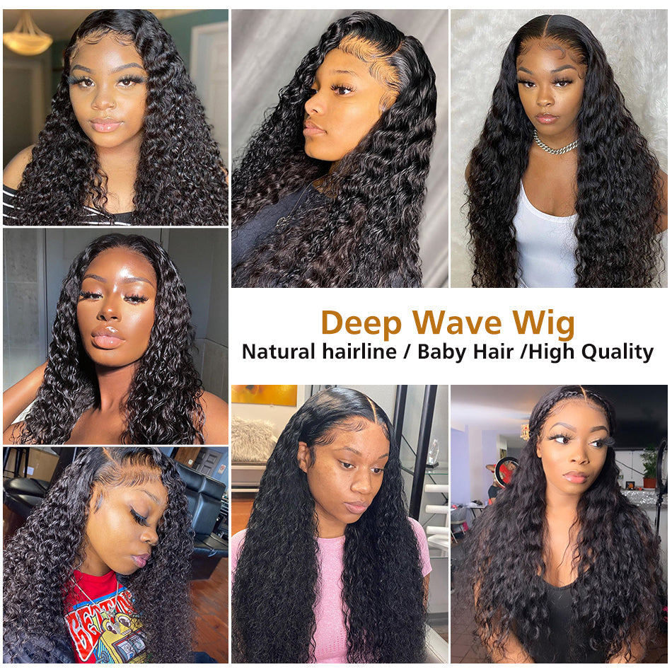 Beaudiva Deep Wave Human Hair Wigs Lace Closure Wig 4x4 Human Hair Wigs For Women Natural Hairline