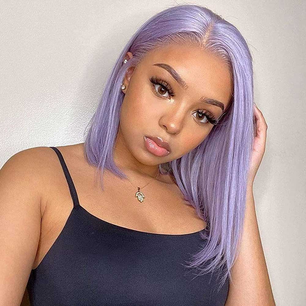 Beaudiva Liac Purple Bob Wig Human Hair Wig Straight Bob Wigs