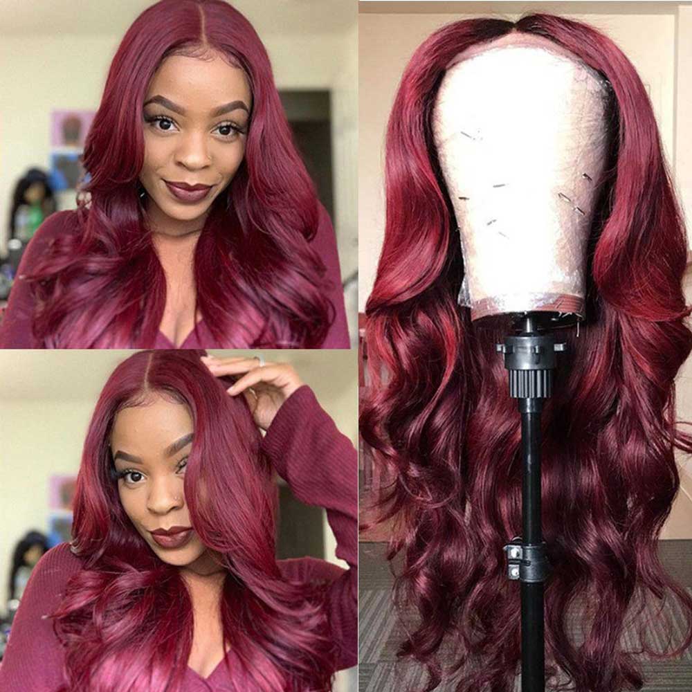 Beaudiva 99J Body Wave 4X4 Lace Closure Wig Human Hair Wig