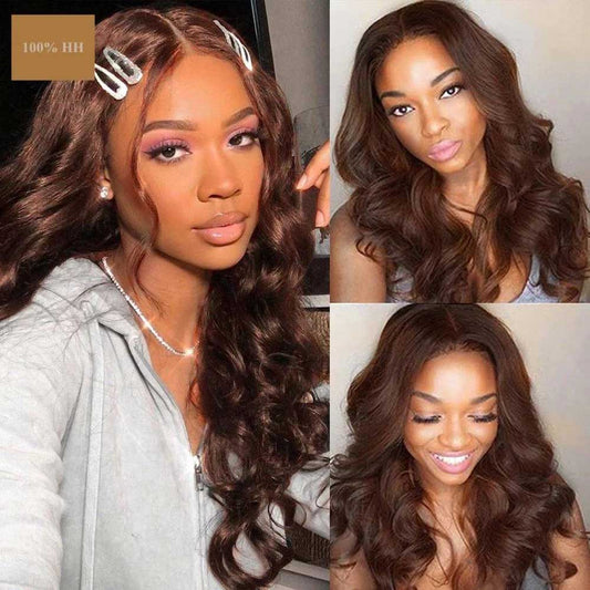 【Stefani】Beaudiva Chestnut Brown Colored 4# Body Wave Closure Wig Human Hair Wig