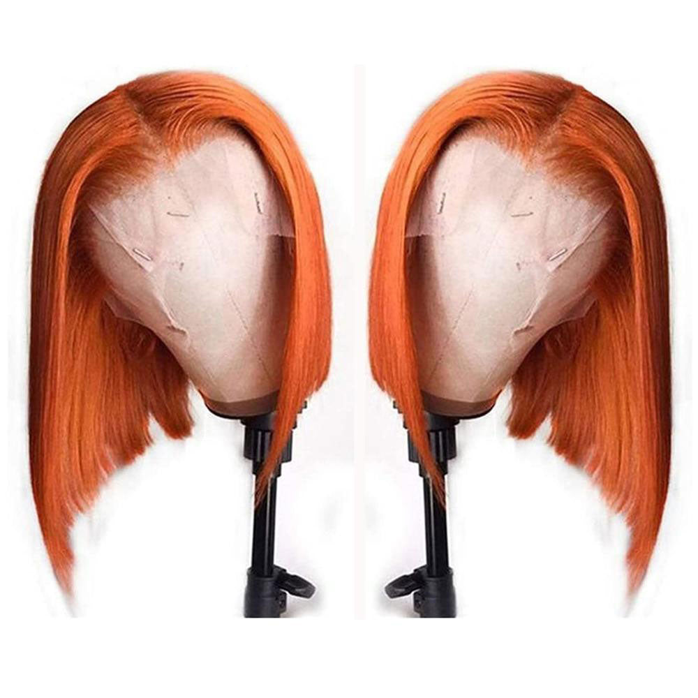 Beaudiva Straight Radiant Yellow Bob Wig Short 13x1 Lace Frontal Wigs Human Hair Pre Plucked
