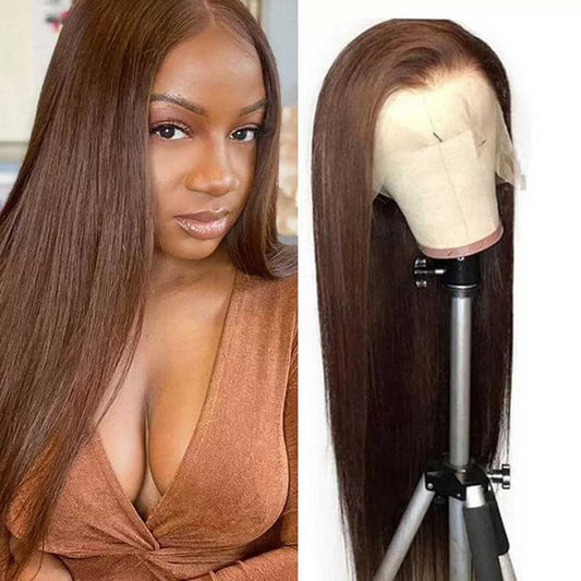 TK50 : Beaudiva Lace Wig Straight 13x1 Lace Frontal Wigs Human Hair Wigs Pre Plucked Baby Hair 4# Brown