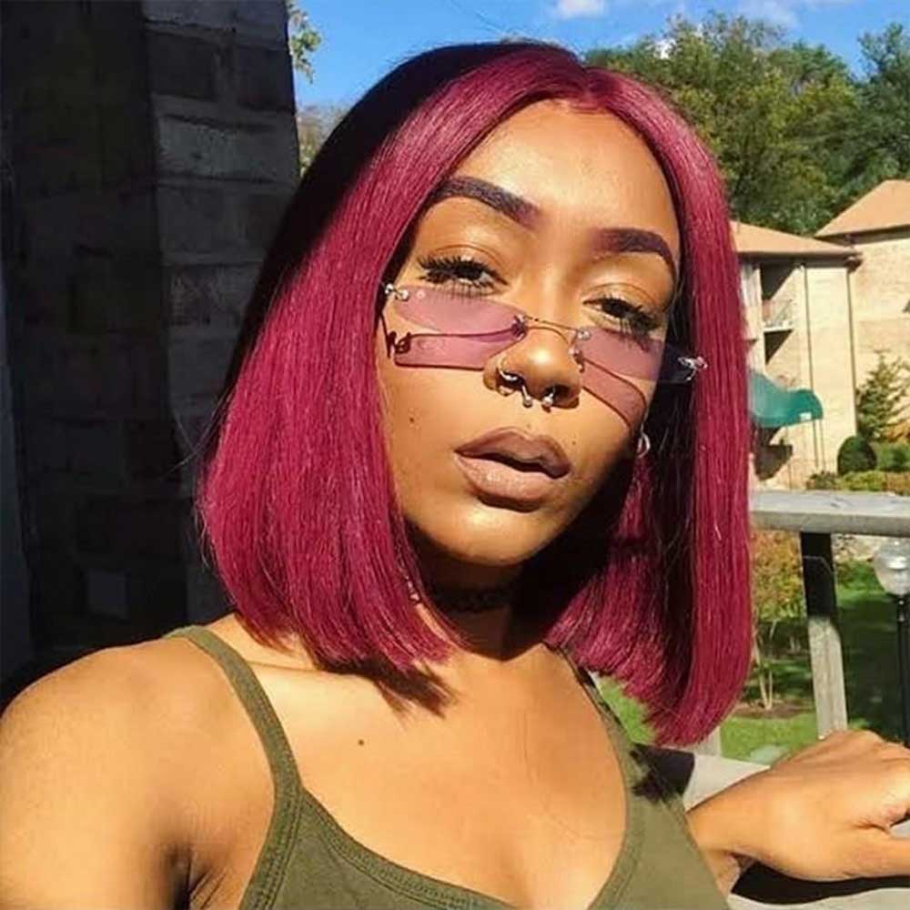 Beaudiva 99J Straight Bob Wig 13X4X1 Lace Front Wig Human Hair Wig