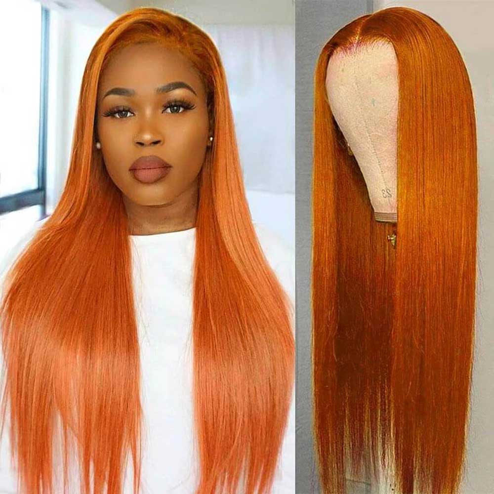 Tiktok Beaudiva Ginger Straight 4X4 Lace Closure Wig Human Hair Wig Pre Plucked Baby Hair