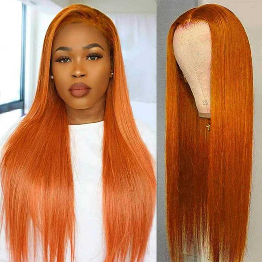 Tiktok Beaudiva Ginger Straight 4X4 Lace Closure Wig Human Hair Wig Pre Plucked Baby Hair