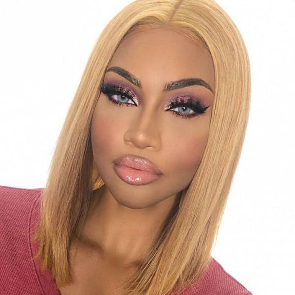 Beaudiva Honey Blonde Straight Bob Wig 13X4X1 Lace Front Wig Human Hair Wig
