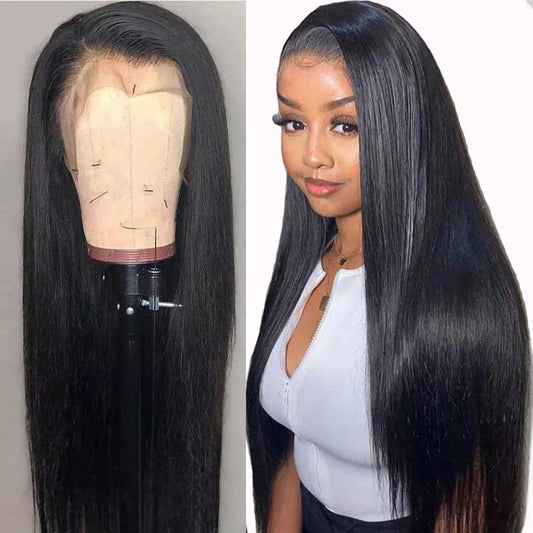 Beaudiva Bone Straight Lace Front Human Hair Wigs 13X1 Hairline Full Glueless Wig