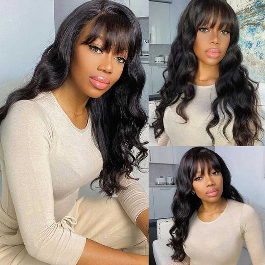 Tiktok Beaudiva Body Wave Bang Human Hair Glueless Wig