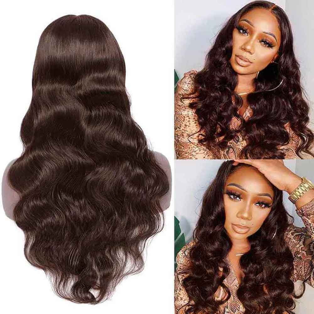 【Stefani】Beaudiva Chestnut Brown Colored 4# Body Wave Closure Wig Human Hair Wig