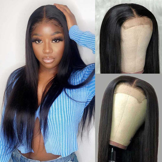 【Adusa】TK32 : BEAUDIVA 4x4 Closure Wig Straight Human Hair Wigs Lace Wig