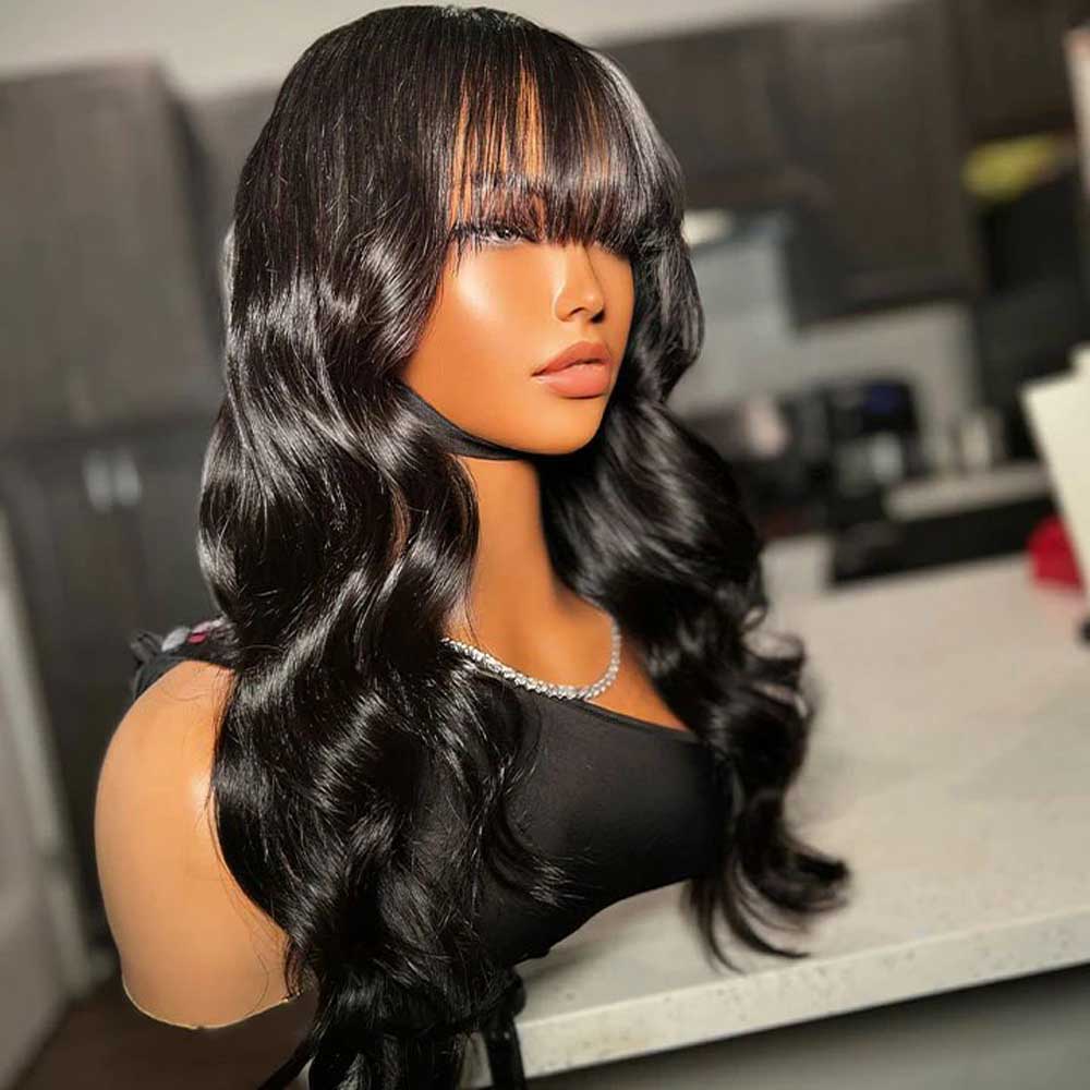 Tiktok Beaudiva Body Wave Bang Human Hair Glueless Wig