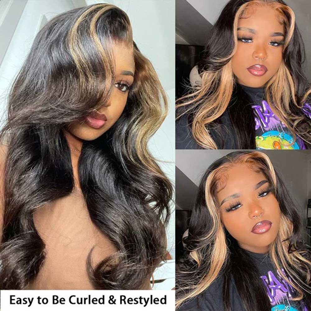 【Natasha】TK33 : 4X4 Straight Lace Closure Wig Human Hair Wigs Front Streak Plucked Baby Hair Beaudiva