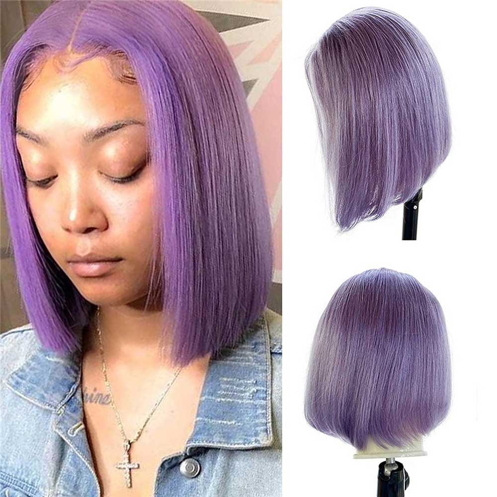 Beaudiva Liac Purple Bob Wig Human Hair Wig Straight Bob Wigs