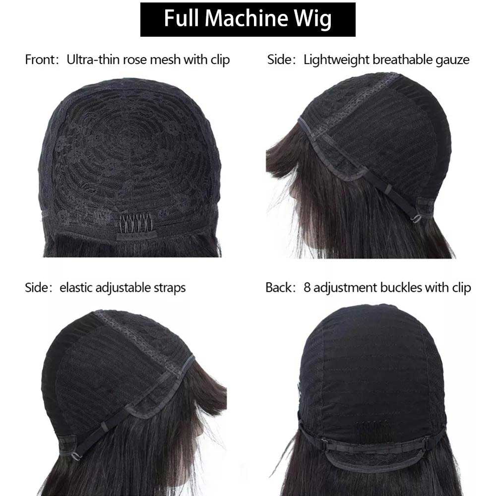 【Visa】TK45:Kinky Curly Human Hair Wigs with Bangs 150% Density Glueless Machine Made Bang Wigs for Women Beaudiva