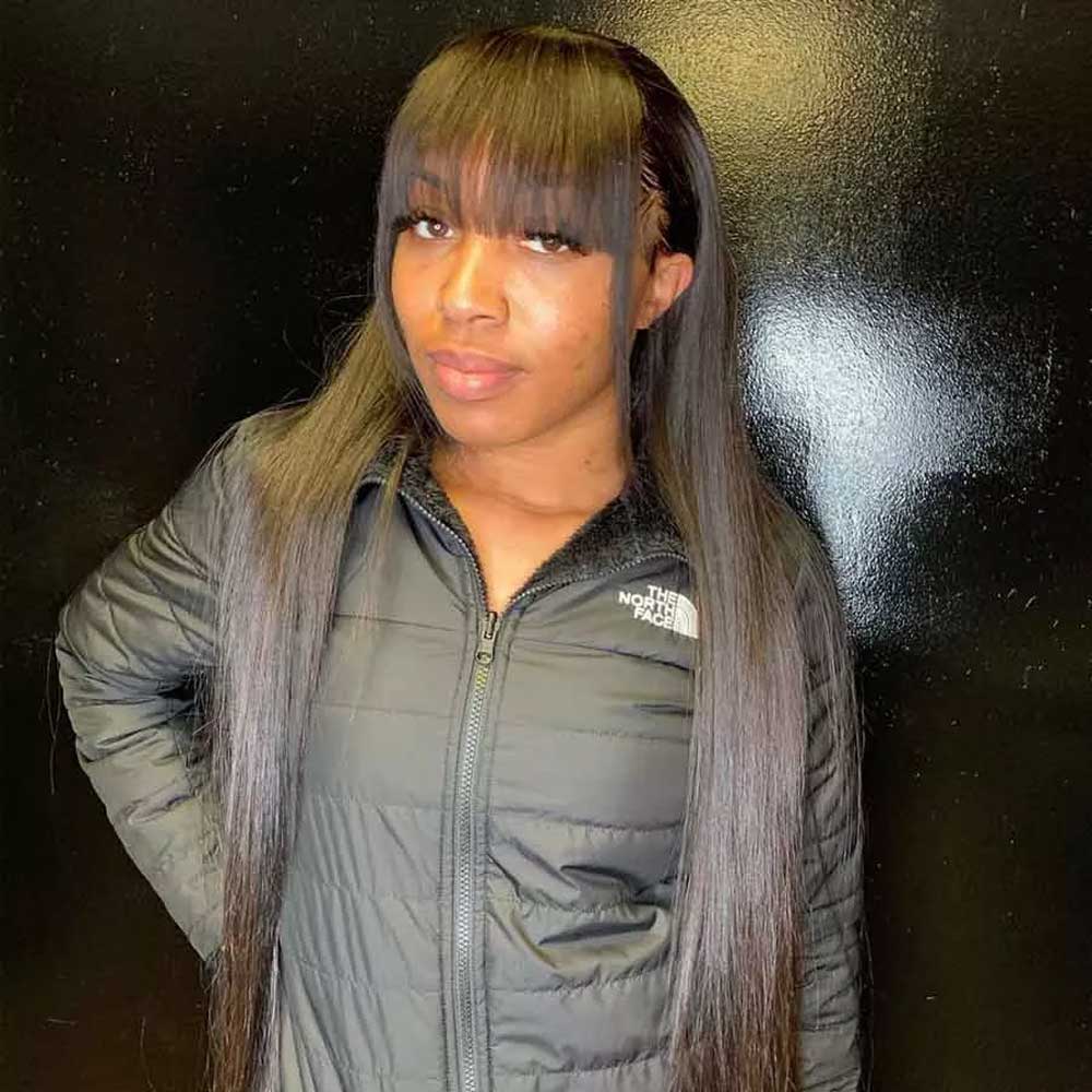 Beaudiva Straight Bang Wigs Real Human Hair Wigs With Bangs