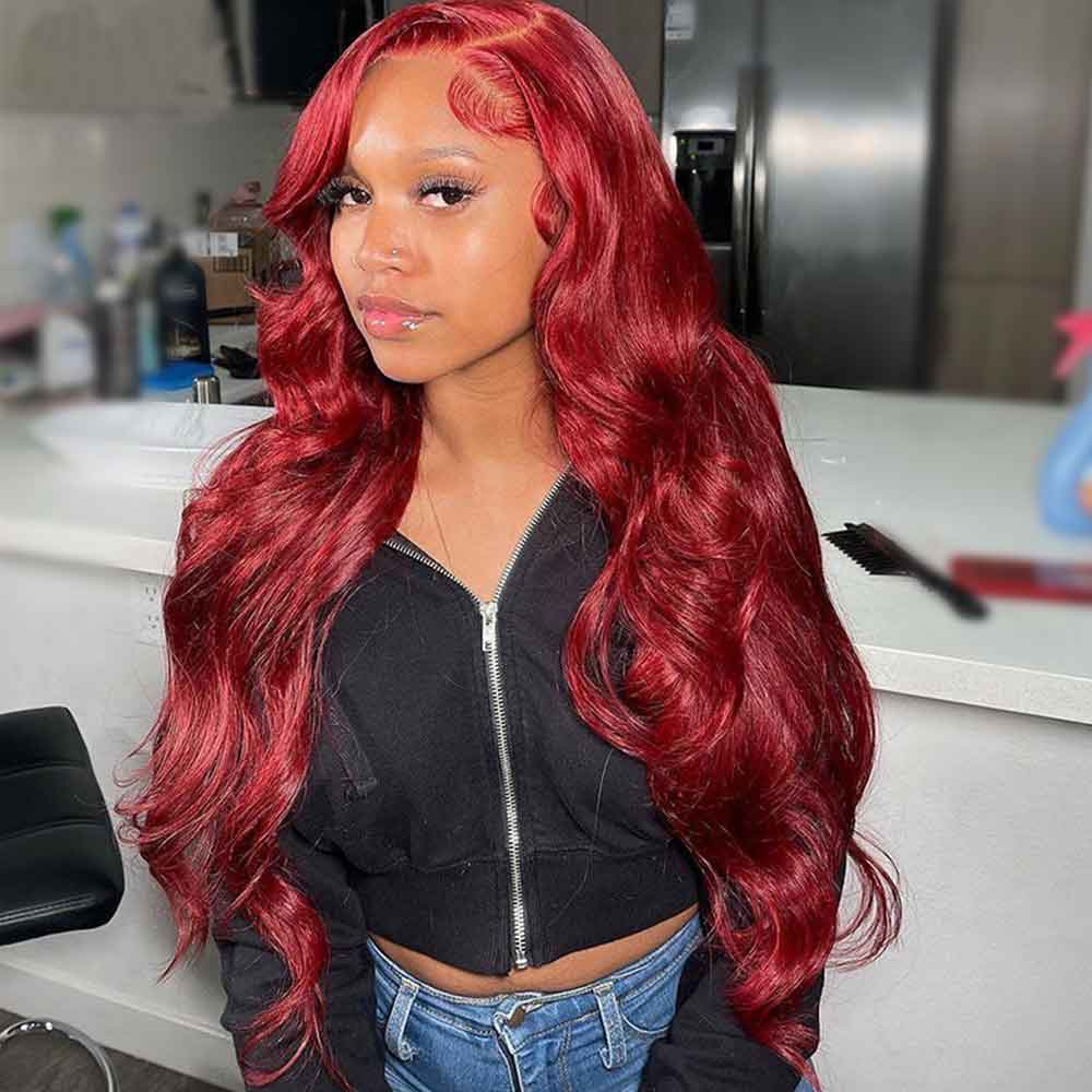 Beaudiva 99J Body Wave 4X4 Lace Closure Wig Human Hair Wig