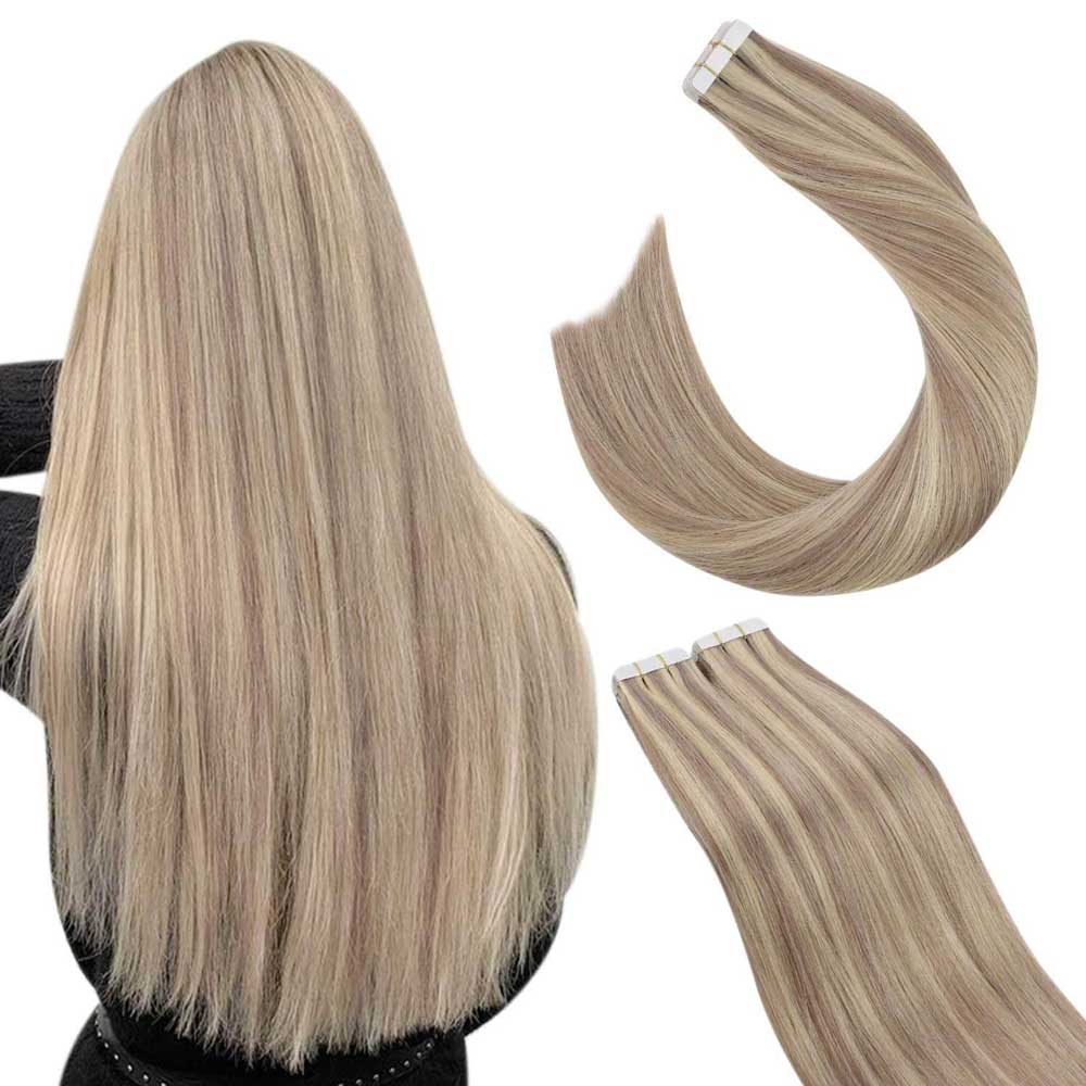Beaudiva Tape In Hair Extension Human hair Straight Machine Remy Natural Seamless Skin Weft