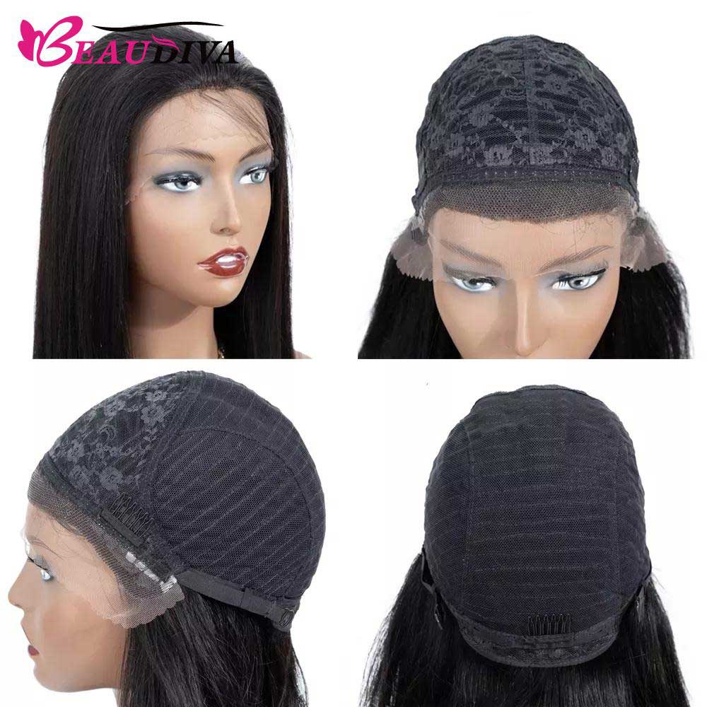 Beaudiva Bone Straight Lace Front Human Hair Wigs 13X1 Hairline Full Glueless Wig