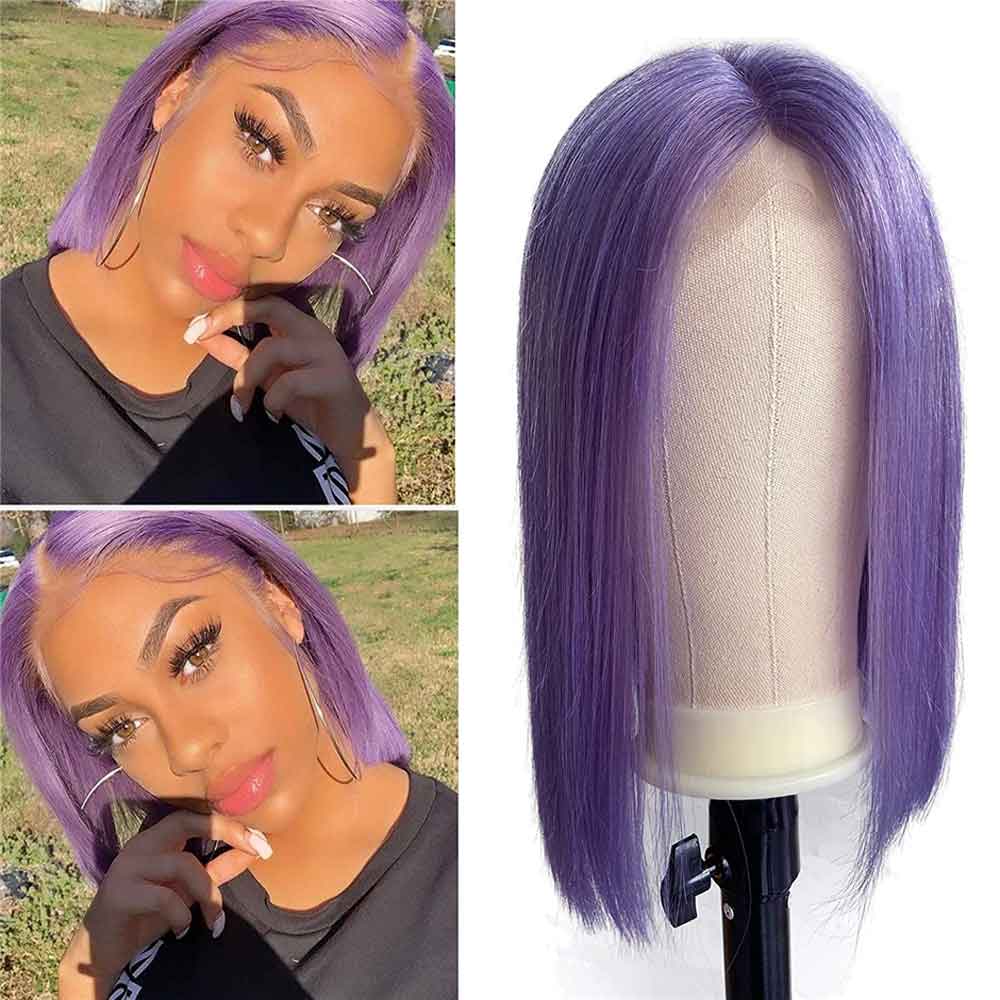 Beaudiva Liac Purple Bob Wig Human Hair Wig Straight Bob Wigs