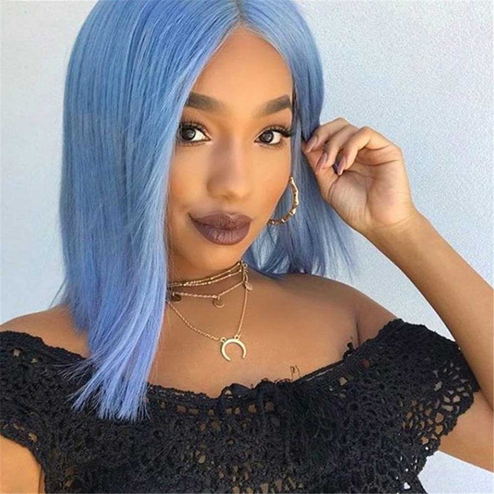 Beaudiva Sky Blue Bob Wig Short Bob Wig Lace Front Human Hair Wigs