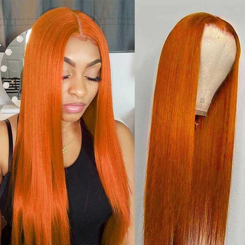 Tiktok Beaudiva Ginger Straight 4X4 Lace Closure Wig Human Hair Wig Pre Plucked Baby Hair