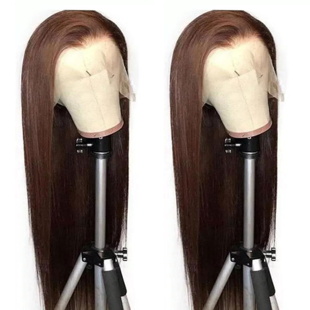 TK50 : Beaudiva Lace Wig Straight 13x1 Lace Frontal Wigs Human Hair Wigs Pre Plucked Baby Hair 4# Brown