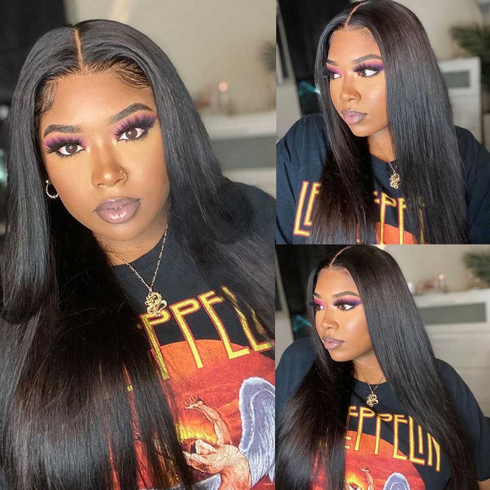 【Adusa】TK32 : BEAUDIVA 4x4 Closure Wig Straight Human Hair Wigs Lace Wig