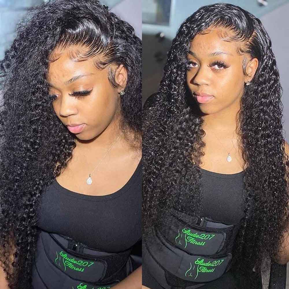 TK29 : Beaudiva 13x4 Kinky Curly Lace Frontal Human Hair Wigs Pre Plucked Baby Hair