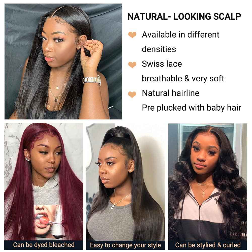【Rachel】TK27: Beaudiva 13X4 Bone Straight Lace Front Human Hair Wigs Pre Plucked Baby Hair