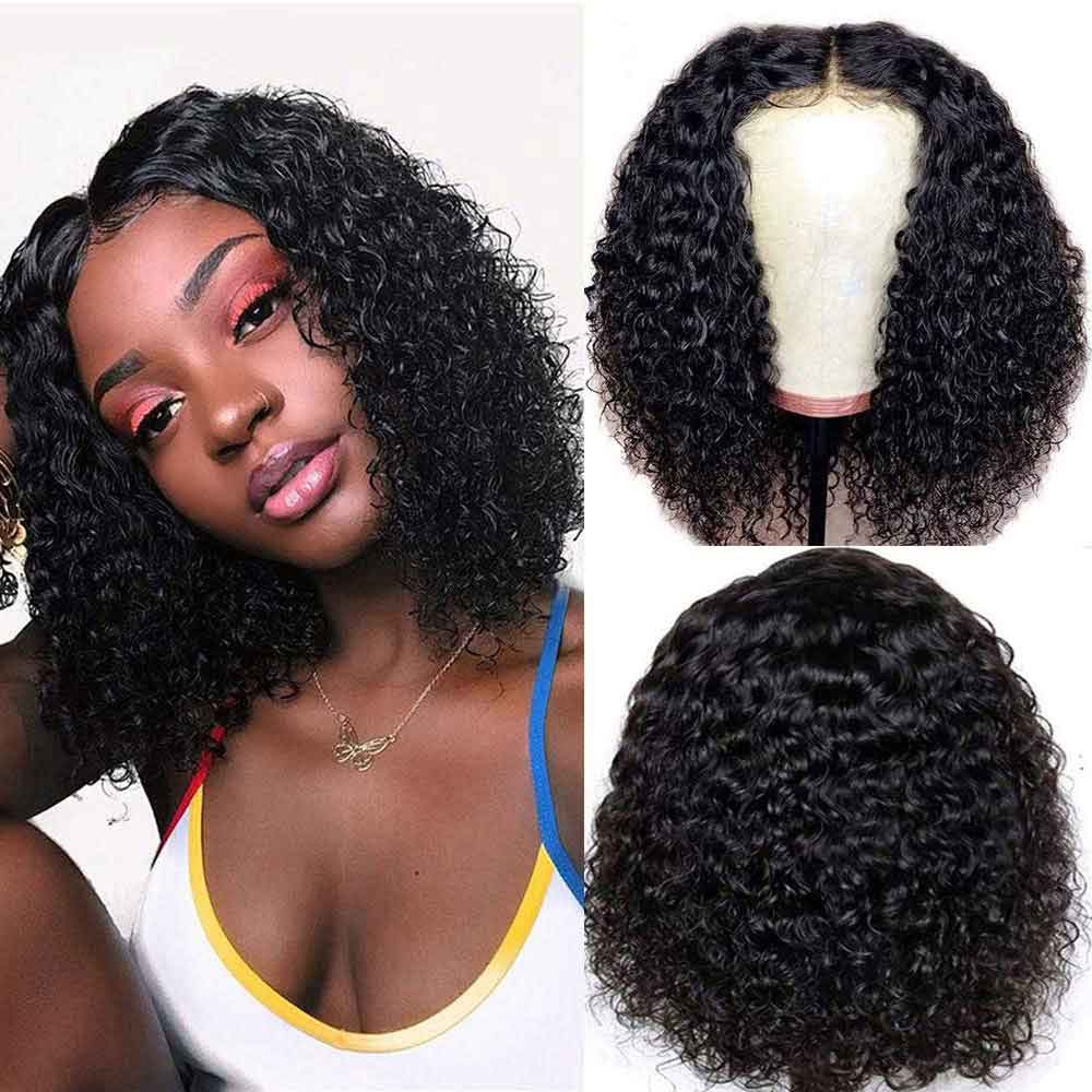【Janet】TK41 : Short 4X4 Curly Lace Closure Bob Wig Human Hair Wigs BEAUDIVA