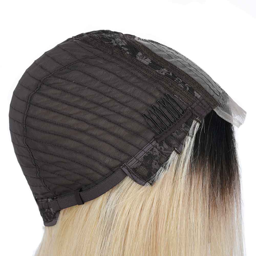 Beaudiva Straight TB 613 Lace Closure Short Bob Human Hair Wig Pixie Cut Wigs  150% Density Ombre Honey