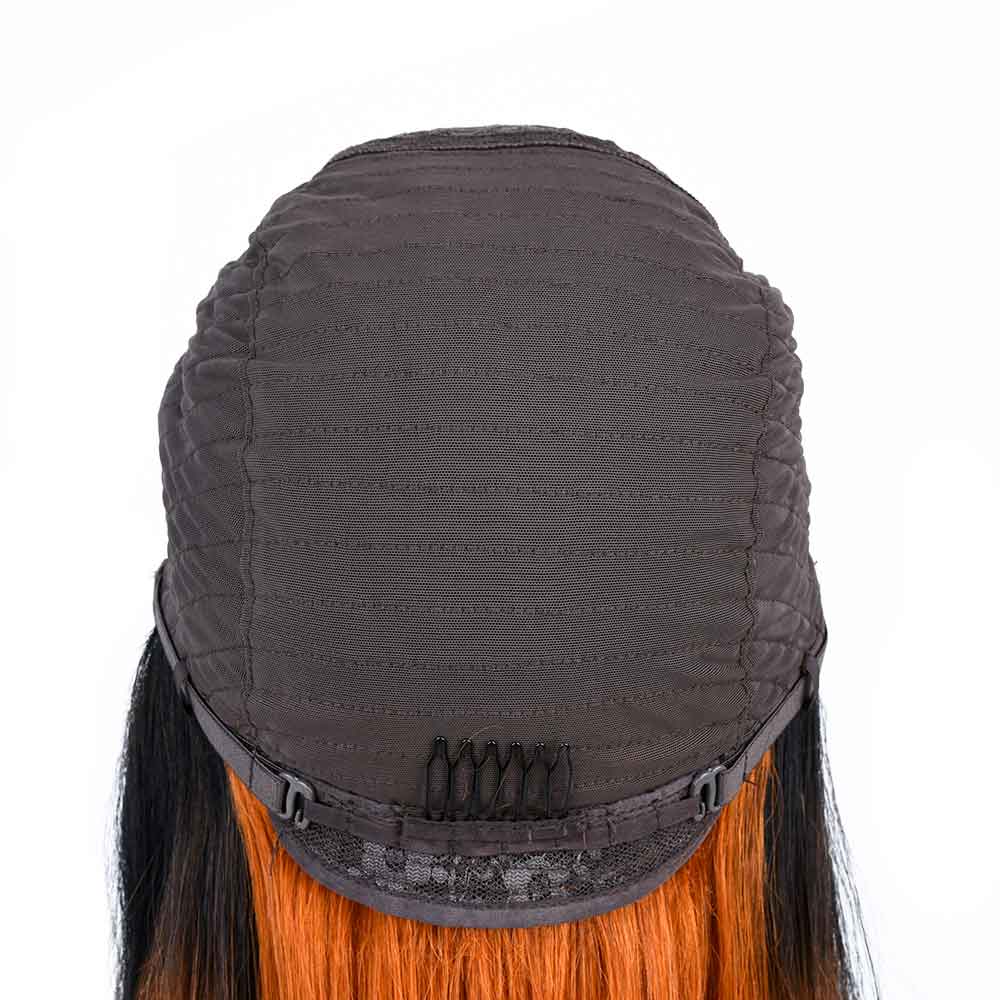 Tiktok Beaudiva Trendy Ombre Orange Short Bob Lace Wig T1B Human Hair Wigs Straight Bob Cut